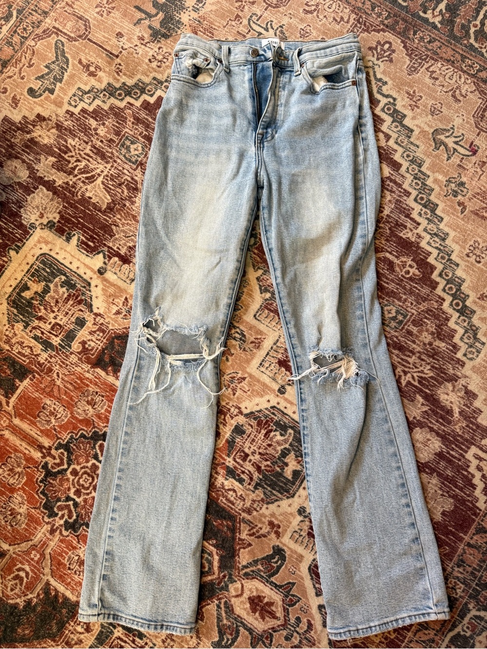 pistola Light Blue Distressed Flare Jeans